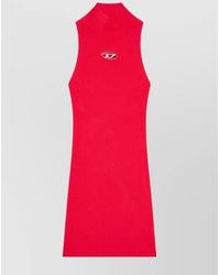 DIESEL - Sleeveless Ribbed Knit Mini Dress With Turtleneck - Lyst