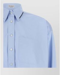 Brunello Cucinelli - Monile Trim Cotton Cropped Shirt - Lyst