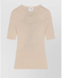 Courreges - Ribbed Short Sleeve Crewneck Knitwear - Lyst