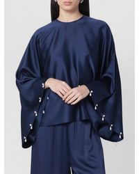 Stella McCartney - Oversized Viscose Satin Blouse - Lyst