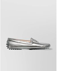 Tod's - Leather Penny Strap Loafers With Metallic Finish - Lyst