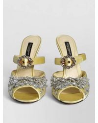 Dolce & Gabbana - Satin Crystal-Embellished Mules - Lyst