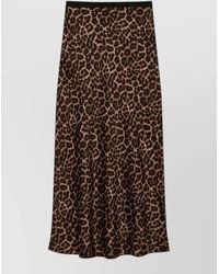 Anine Bing - Leopard Silk Midi Skirt High Waist - Lyst