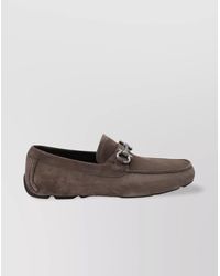Ferragamo - Buckle Detail Suede Loafers With Rubber Sole - Lyst