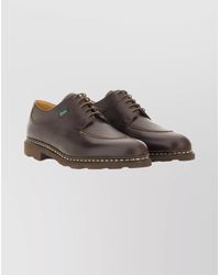 Paraboot - Round Toe Leather Loafers With Stitched Detail - Lyst