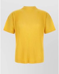 Homme Plissé Issey Miyake - March Series Pleated Texture Round Neck Top - Lyst