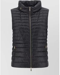 Moorer - Villan High Collar Padded Quilted Sleeveless Vest - Lyst