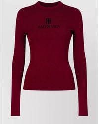Balenciaga - Ribbed Crewneck Long-Sleeved Fitted Top - Lyst