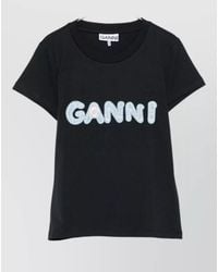 Ganni - Logo Cotton T Shirt Graphic Print - Lyst