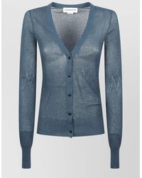Victoria Beckham - Knit Cardigan Long Sleeves Ribbed Cuffs Sheer - Lyst