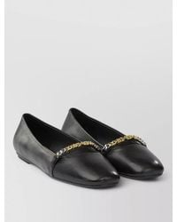 Pinko - Leather Loafers Almond Toe Chain Detail - Lyst