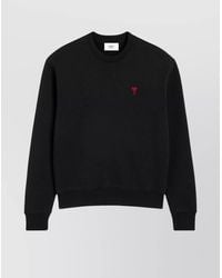 Ami Paris - Organic Cotton Logo-Embroidered Crewneck Sweatshirt - Lyst