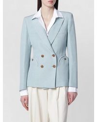 Blazé Milano - Silk Linen Double Breasted Blazer - Lyst