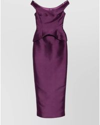 Solace London - Off-Shoulder Short-Sleeve Peplum Maxi Dress - Lyst