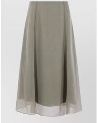 Brunello Cucinelli - Silk Midi Skirt A Line Overlay - Lyst