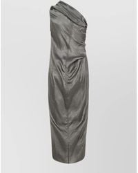 Rick Owens - Cupro Asymmetric One-Shoulder Draped Sleeveless Long Dress - Lyst
