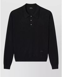 A.P.C. - Riou Polo Shirt Collar Ribbed Cuffs Hem - Lyst