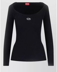 DIESEL - Cotton Fine-Knit Slim-Fit Long-Sleeve Top - Lyst