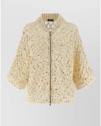 Peserico - Cotton Sequin Mesh Cardigan - Lyst