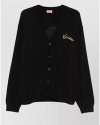 KENZO - Wool Blend Beaded V-Neck Cardigan - Lyst