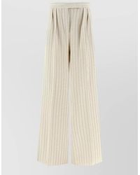 Max Mara - Pinstripe Cotton High-Rise Pleated Wide-Leg Trousers - Lyst