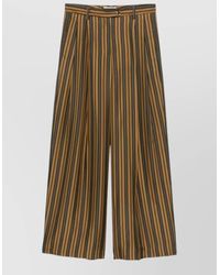 Alberto Biani - Silk Trousers Wide Leg Striped Tailoring - Lyst