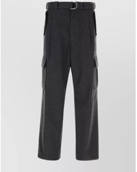 Prada - Wool Straight-Leg Cargo Trousers - Lyst