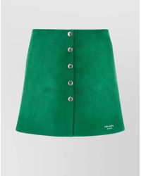 Prada - Suede Mini A-Line Skirt - Lyst