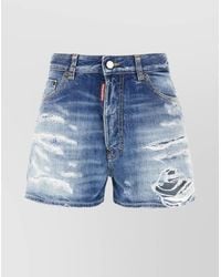 DSquared² - Distressed Stonewashed Denim Shorts With Belt Loops - Lyst