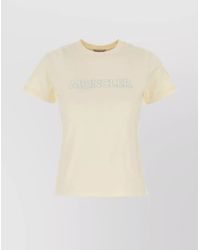 Moncler - Cotton Ribbed Crew Neck Crystal Embellished Logo Patch Short Sleeve T-Shirt - Lyst
