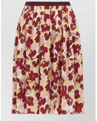 Marni - Secret Bouquet Printed Satin Pleated Skirt - Lyst