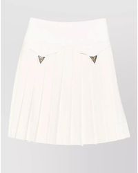 Versace - High Waist Pleated Midi Skirt Belt Loops - Lyst