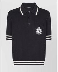 Balmain - Ribbed Short-Sleeve Polo Shirt - Lyst