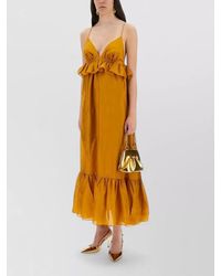Zimmermann - Silk Ruffled Plunging V-Neck Maxi Dress - Lyst