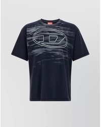 DIESEL - Cotton Logo Print Ribbed Crew Neck Short Sleeve T-Shirt - Lyst