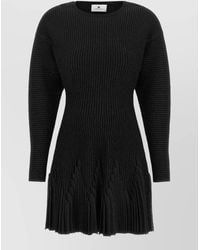 Elisabetta Franchi - Knit Dress Pleated Skirt Long Sleeves - Lyst