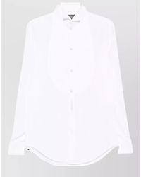 Emporio Armani - Cotton Shirt Spread Collar French Cuffs Curved Hem - Lyst