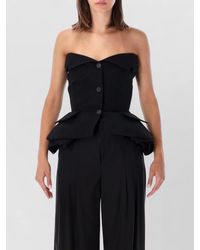 Magda Butrym - Cotton Strapless Peplum Corset Top - Lyst