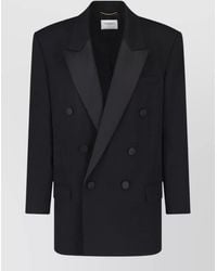 Saint Laurent - Wool Double-Breasted Tuxedo Jacket - Lyst