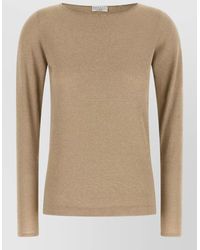 Brunello Cucinelli - Cashmere Silk Lamé Boat Neck Long Sleeve Sweater - Lyst