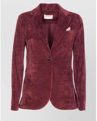 Circolo 1901 - Bordeaux Jacket With Chest Pocket And V-Neck - Lyst