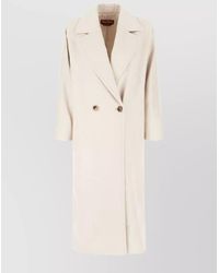 Max Mara - Wool Double-Breasted Longline Coat With Notched Lapels - Lyst