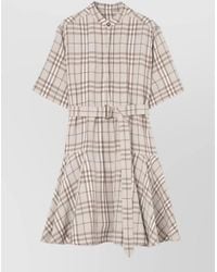 Burberry - Embroidered Linen Blend Short-Sleeve Mini Dress - Lyst