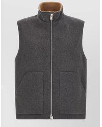 Lardini - Wool Vest High Collar Front Pockets - Lyst