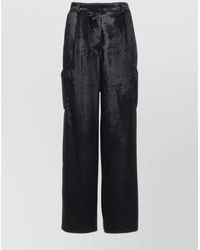 Loulou de Saison - High Waist Wide Leg Trousers With Shiny Finish - Lyst