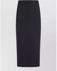 Theory - High Waist Wool Blend Midi Skirt - Lyst