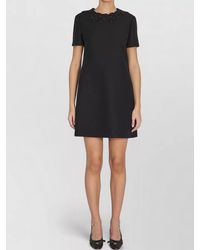 Valentino Garavani - Silk Blend Embroidered Short-Sleeve Mini Dress - Lyst
