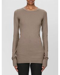 Rick Owens - Ribbed Slim Fit Long Sleeve Cotton T Shirt - Lyst