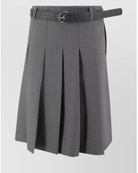Max Mara - Wool Pleated Tailored Midi Skirt With Slits - Lyst