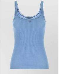 Prada - Cotton Tank Top Featuring Lace Trim - Lyst